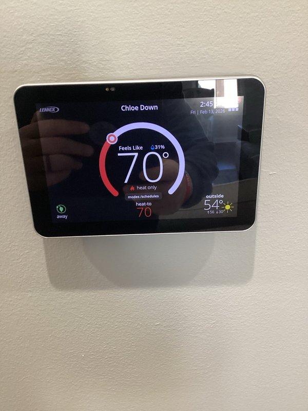 Completed scheduled heating maintenance on Lennox HVAC system (CCHP-Heating). Replaced 20x25x4 air filter, inspected condensate drain lines, and verified proper thermostat operation in heat mode. System functioning at 31% capacity with appropriate temperature control. Maintenance renewal set for 7/4/26.