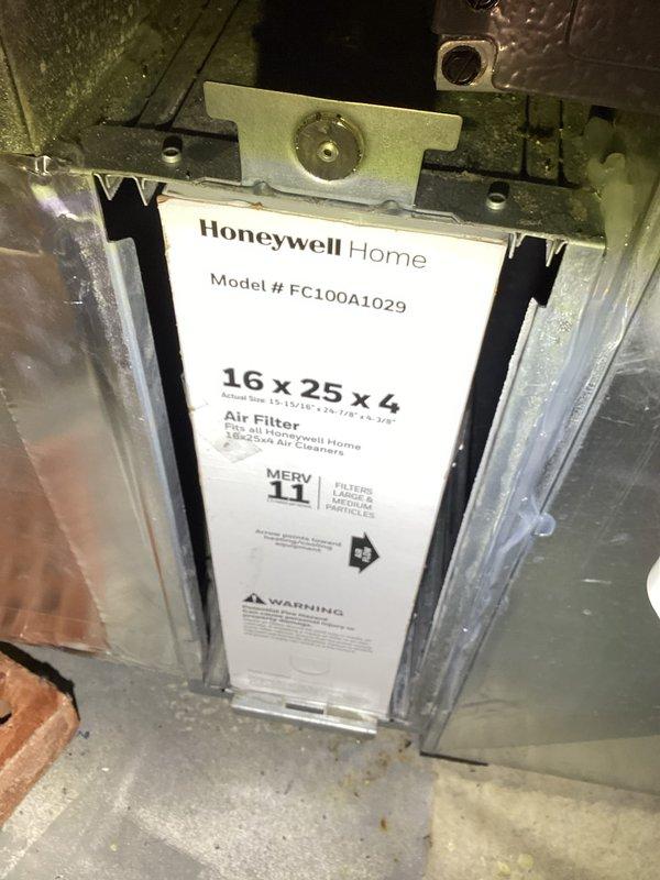 Performed annual heating maintenance service on Amana HVAC system, which included inspection of outdoor condenser unit and replacement of the Honeywell Home MERV 11 filter (16x25x4). System is functioning properly with no issues identified; service renewed until 8/16/26.
