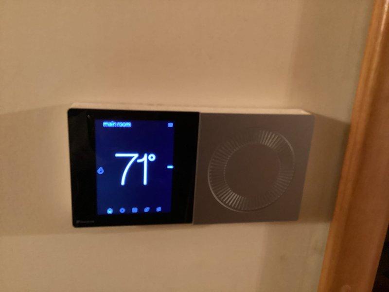 Performed routine heating maintenance service on system with CCH. Noted customer contract has expired but service was still owed. Inspected digital thermostat (currently reading 71°F) and verified proper operation. Customer will need to provide 20x20x4 filter for replacement as it was not included.