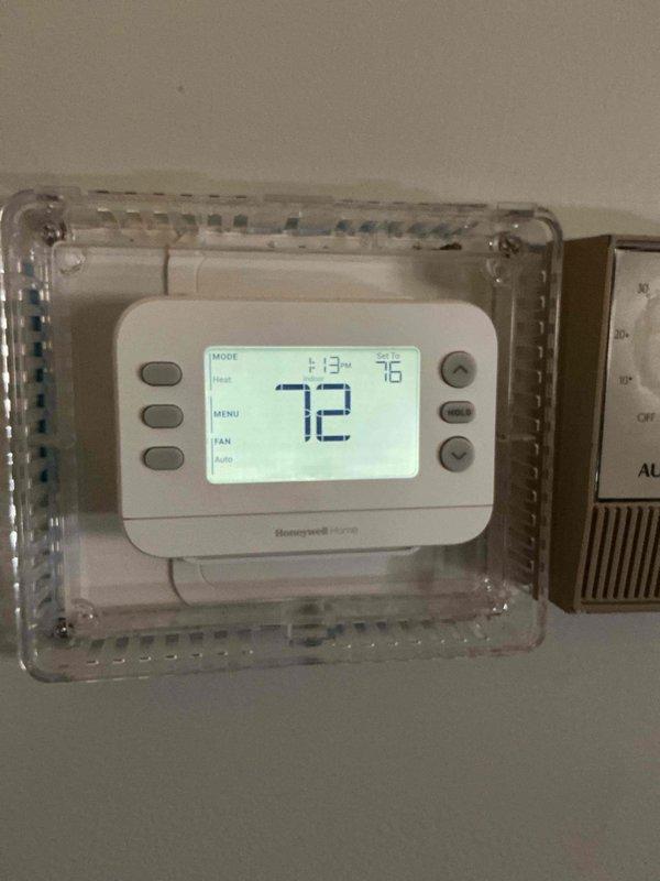 Performed scheduled heating maintenance service on two CCH systems. Inspected and verified proper operation of Honeywell thermostats, confirming heat mode functionality with temperature settings at 72°F/76°F. Replaced air filters with new 16x20x4 filters as part of maintenance agreement valid through 6/22/26.
