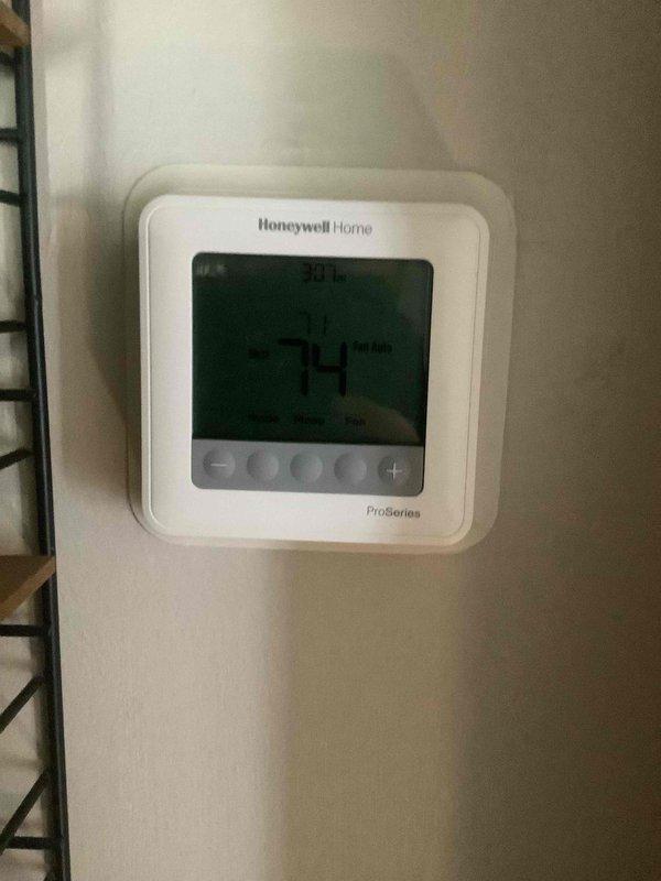 Performed routine heating maintenance on residential system. Inspected and verified proper operation of Honeywell ProSeries thermostat. Conducted visual check of Richmond water heater with LP designation, confirming all connections and flammable vapor resistant technology were functioning properly. Replaced 16x20x1 filter as included in Basic Plus maintenance plan.