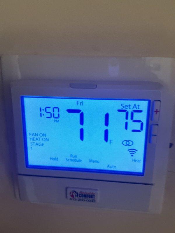 Performed monthly maintenance on heating system. Conducted combustion analysis using Bacharach analyzer, measuring CO levels at 37ppm. Verified thermostat operation with system maintaining 75°F setpoint and confirmed proper Stage 1 heating function.