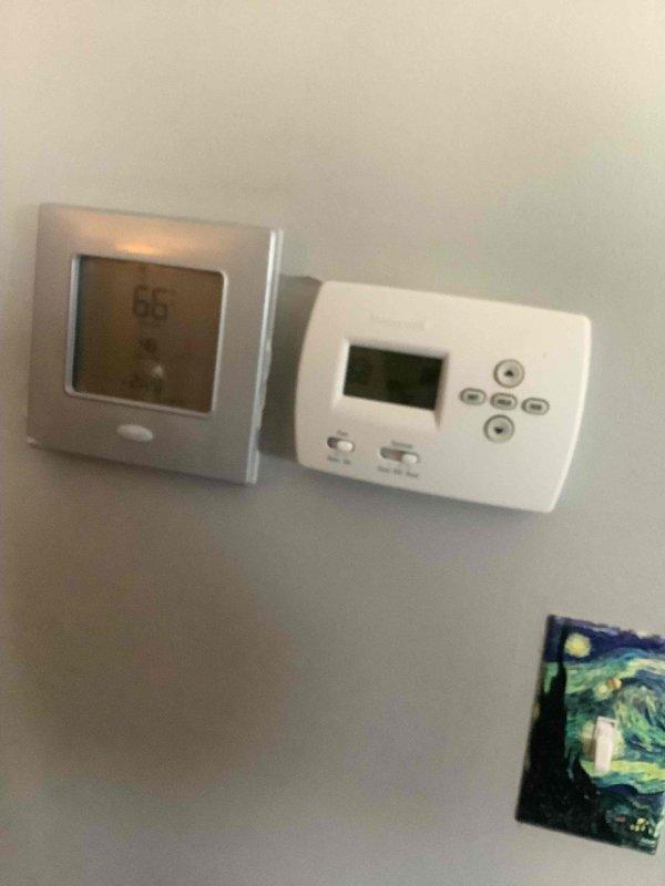 Performed basic monthly heating maintenance service. Inspected exterior HVAC condenser unit and verified proper thermostat operation with current reading of 66 degrees. Customer requested estimate for chimney cap installation, which will be provided separately.