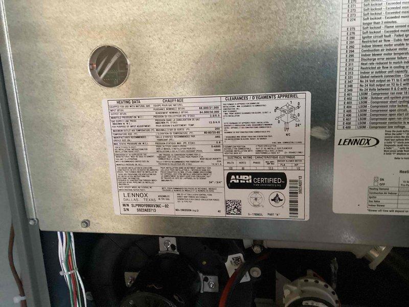 Performed diagnostic inspection on Lennox SLP98UF090XV36C furnace in response to intermittent pilot light failure alerts. Examined gas valve, flame sensor, and ignition system components. Cleaned flame sensor and verified proper ignition sequence operation. System tested through multiple heating cycles with no issues detected; pilot maintained stable flame throughout testing.