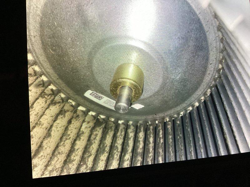 Performed annual heating system maintenance on unit with expired CCH agreement (payment due). Inspected blower wheel assembly which showed moderate dust accumulation on blades. Replaced 14x14x1 air filter and documented condition of heat exchanger components. System is now operating within normal parameters.