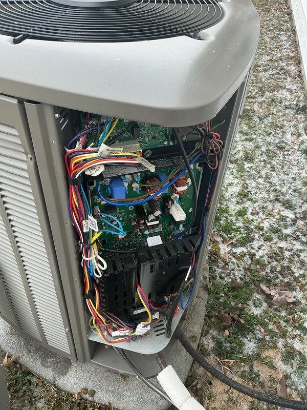 Performed routine heating maintenance on Lennox CCHP system, including inspection of thermostat functionality and outdoor unit circuit board connections. Verified proper operation in heat mode with system responding correctly to set points. Replaced 14x20x1 air filter as part of maintenance agreement (renewal 6/6/26).