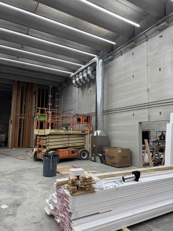 Completed installation of spiral ductwork for Fortress project. Utilized scissor lift to access ceiling areas for proper duct mounting and connections. Verified alignment of HVAC pathways with building framing to ensure optimal airflow in the commercial space.