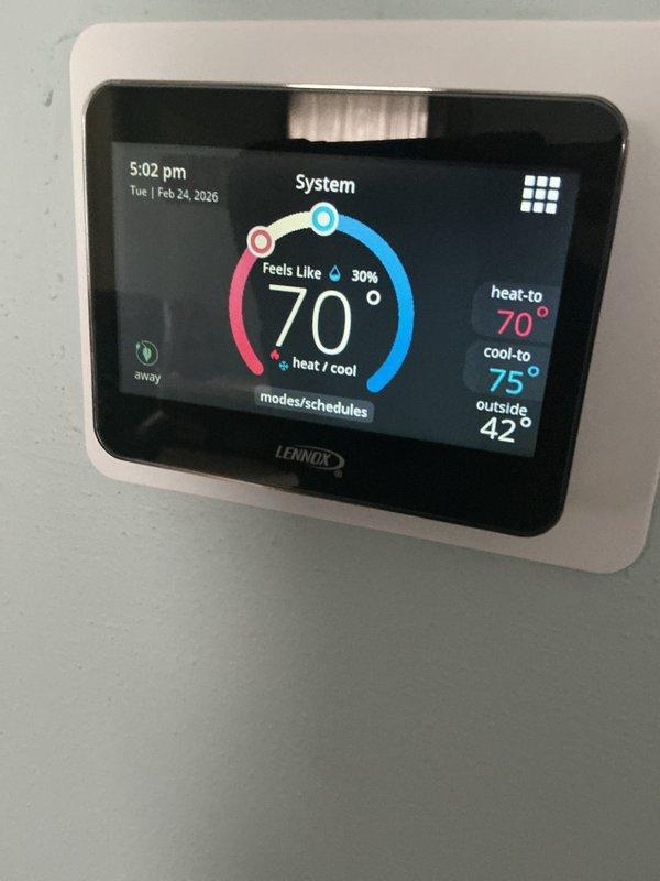 Performed monthly basic heating maintenance on CCHP system. Inspected water heater installation including piping connections, shut-off valve functionality, and associated control components - all found in proper working order. Verified thermostat operation with heat set point at 70° and confirmed system responding appropriately to demand.