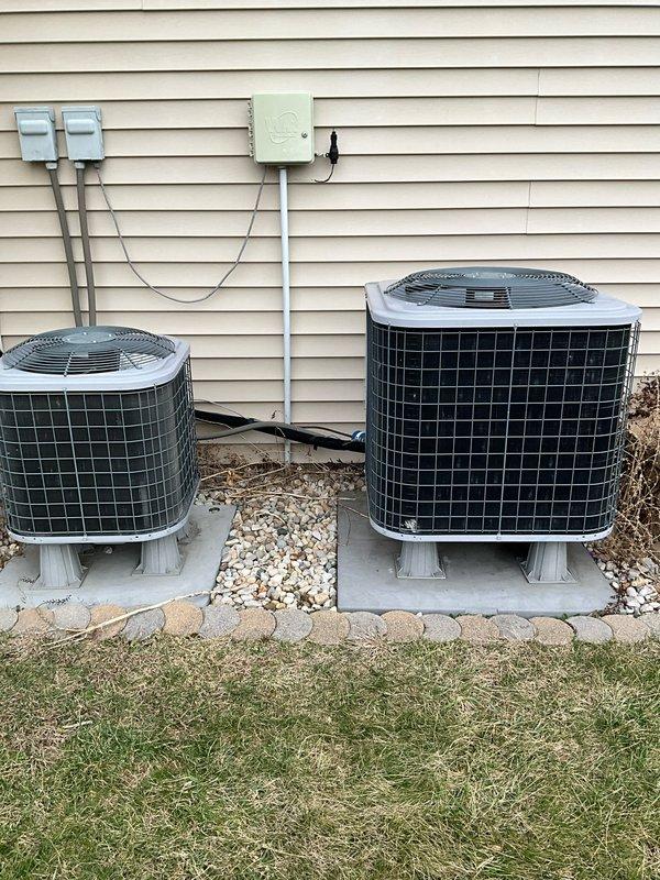 Conducted a full system assessment in response to refrigerant depletion issue. Provided comprehensive replacement estimate for dual outdoor AC units (one larger, one smaller) currently installed on concrete pads with proper electrical connections. Customer has requested expedited replacement timeline and prefers after-hours service to accommodate household schedule.