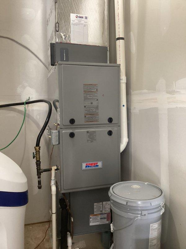 Performed scheduled preventative maintenance on Heil furnace system. Inspected all components including thermostat (Honeywell Home ProSeries), filter housing, and water treatment system. System operating normally with thermostat reading 66°F; no issues identified during routine heating tune-up.