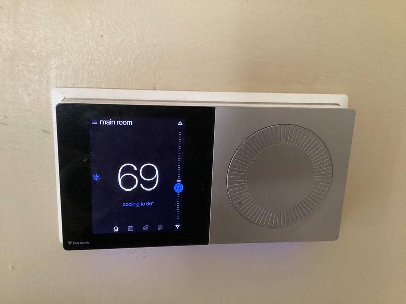 Responded to customer concern regarding thermostat issues and continuous system operation. Upon inspection, found damaged duct insulation in basement area which was causing system inefficiency. Replaced thermostat and repaired compromised duct insulation to restore proper system cycling and improve temperature regulation.