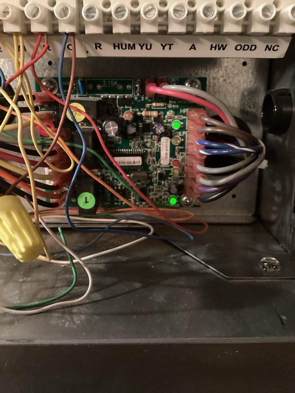 Responded to service call for a Hydron geothermal system stuck in loop with pump running but compressor not operating while all three zones were calling for heat. Upon inspection of the Revolution unit, found system would temporarily function after thermostat reset. Diagnosed faulty control board with improper signal processing at terminal connections, replaced board and verified proper operation across all zones.