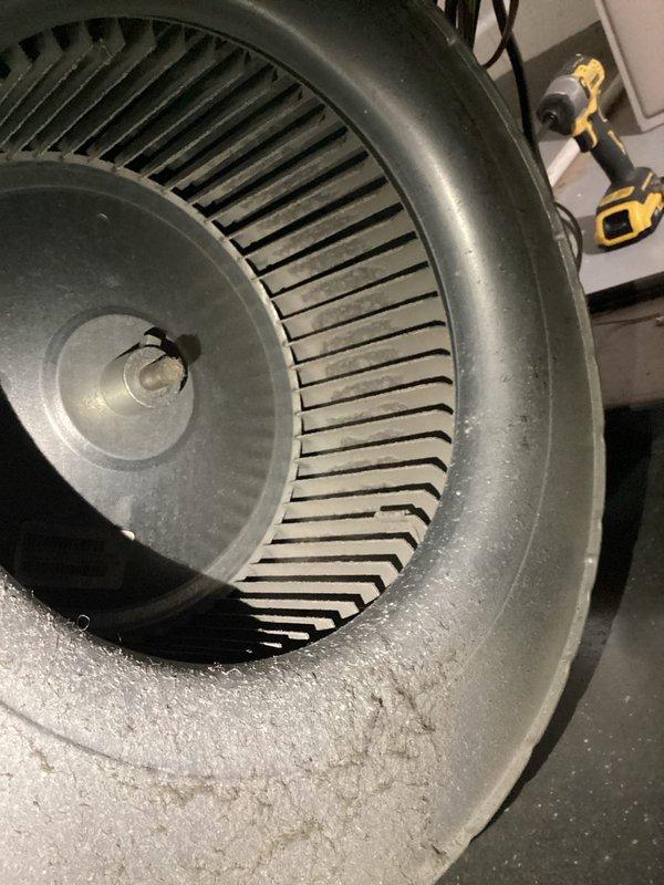 Performed scheduled Basic Plus heating maintenance visit on Carrier system. Inspected and cleaned blower wheel assembly which showed moderate dust accumulation. Replaced 20x25x4 air filter as part of recurring monthly service. Diagnostic testing of system operation completed with all parameters within normal ranges.