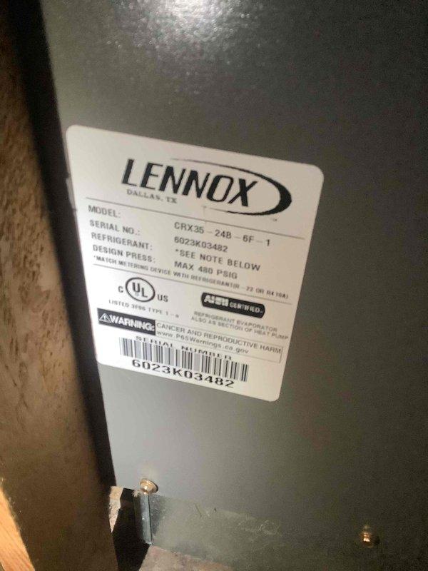 Performed monthly basic maintenance on Lennox heating system (Model CRX35-248-6F-1, SN: 6023K03482). Inspected thermostat operation, verified proper temperature control at 70°F setpoint. Filter replacement (20x20x4) was not included in this service.