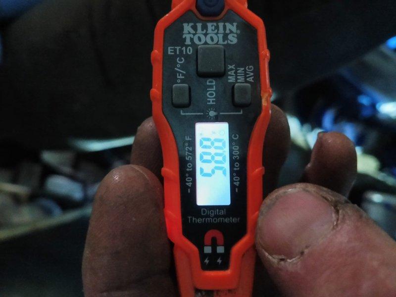 Completed installation of Lennox Gas Furnace system with comprehensive temperature testing. Supply air temperature verified at 199.7°F with return air at 58.8°F, confirming proper temperature differential and optimal system performance.