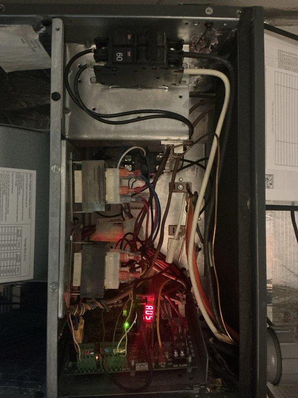 Completed maintenance on CCH heating system with renewal through 6/29/26. Inspected electrical control panel components including circuit breakers, transformers, and control board with digital display reading 105°. Examined outdoor unit, verified proper wiring connections and component operation. Replaced 16x20x1 filter as part of scheduled maintenance service. Documented system condition with photos for service record.