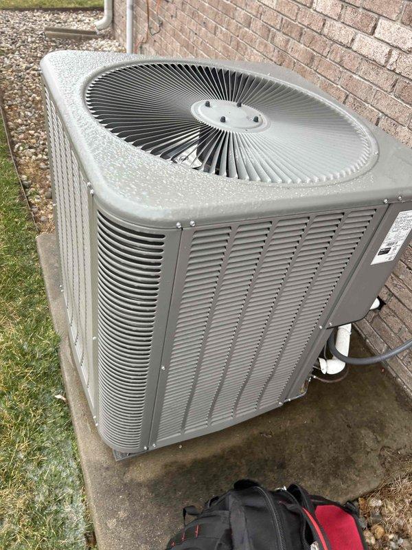 Performed monthly CCH Basic maintenance service on the heating system. Inspected the smart thermostat which was functioning properly at 74° in heat-only mode. Examined outdoor condensing unit which showed normal operation with proper condensation drainage.