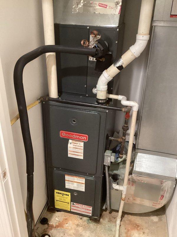 Completed annual maintenance on Goodman furnace per service contract. Replaced 16x25x1 filter and verified proper operation with Nest thermostat set to 70° heat. System is functioning normally with all connections secure and no issues observed.