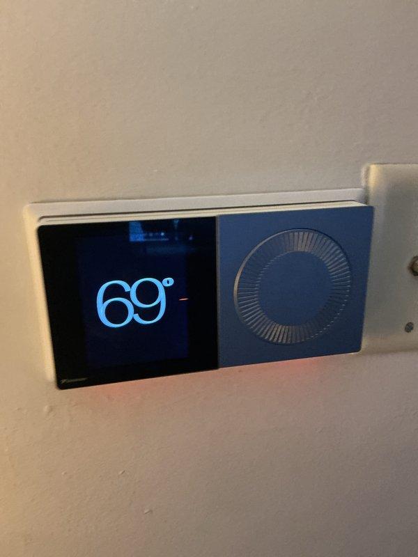 Performed scheduled basic monthly maintenance on CCHP heating system. Inspected and verified proper operation of digital thermostat, confirming temperature accuracy and system response. System functioning correctly with temperature maintaining at 69°F; no issues identified during service visit.