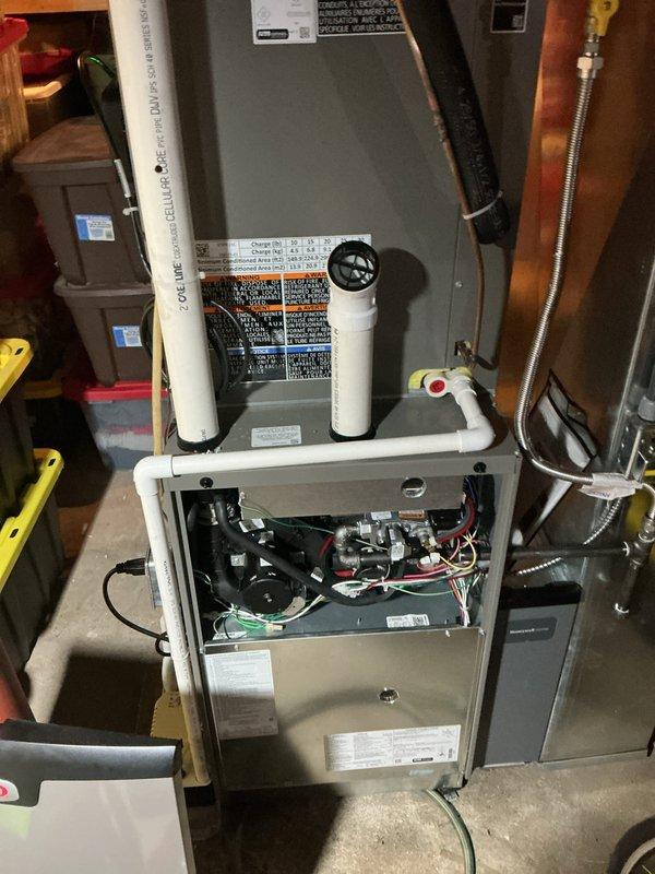 Performed comprehensive heating maintenance on CCH system with renewal date 7/29/26. Inspected FASCO motor (model #71637117, 115V) for proper operation and examined all internal components including control valve, circuit boards and electrical connections. System is functioning correctly with maintenance completed according to manufacturer specifications; 20x25x4 filter not included.