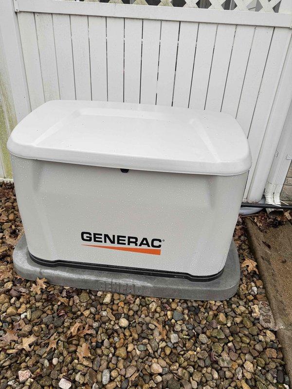 Performed scheduled maintenance on Generac residential backup generator system (expires 12/17/26). Identified faulty pressure switch requiring replacement; documented condition with photos. Will return with replacement pressure switch component to complete the repair.