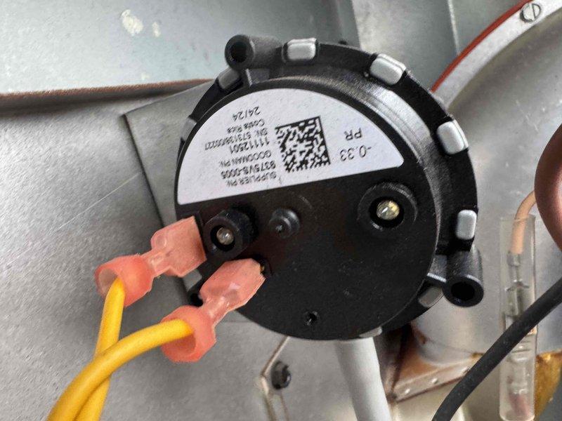 Performed scheduled maintenance on Generac residential backup generator system (expires 12/17/26). Identified faulty pressure switch requiring replacement; documented condition with photos. Will return with replacement pressure switch component to complete the repair.