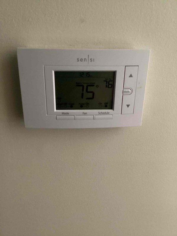 Performed routine monthly maintenance on CCHP heating system, including replacing the 16x20x1 filter. Conducted diagnostic testing using probe equipment on the furnace unit and verified proper operation of the Sensi thermostat which was maintaining temperature at 75°F with a 76°F setpoint.
