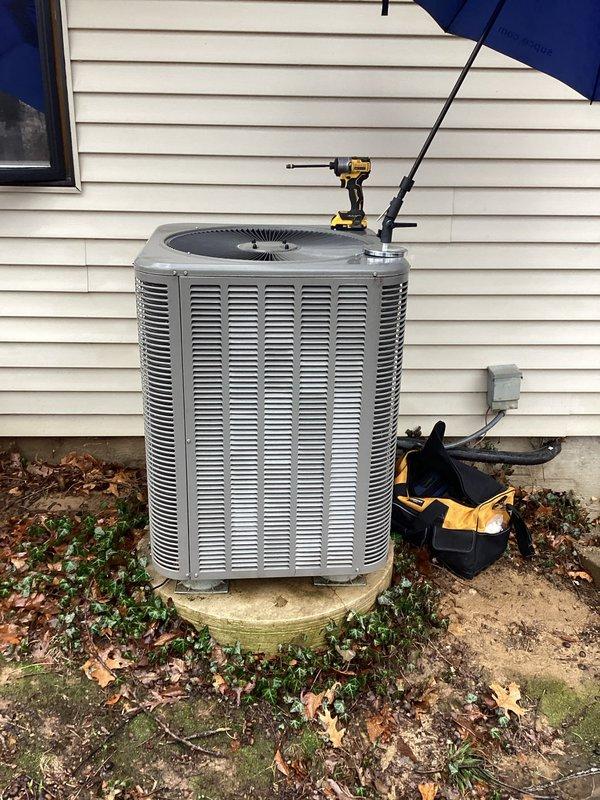 Responded to no-cooling complaint on newer residential system. Diagnosed thermostat communication issue showing "OFF" status despite customer cooling request. Serviced outdoor condensing unit, restoring proper communication between thermostat and system components. Unit successfully returned to normal cooling operation.