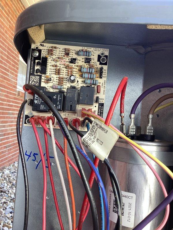 Conducted monthly basic heating maintenance service on CCHP-Heating system. Inspected and tested electrical connections and control board functionality, documenting with photos of the control panel wiring and circuit board assembly. All components were verified operational with no issues detected.