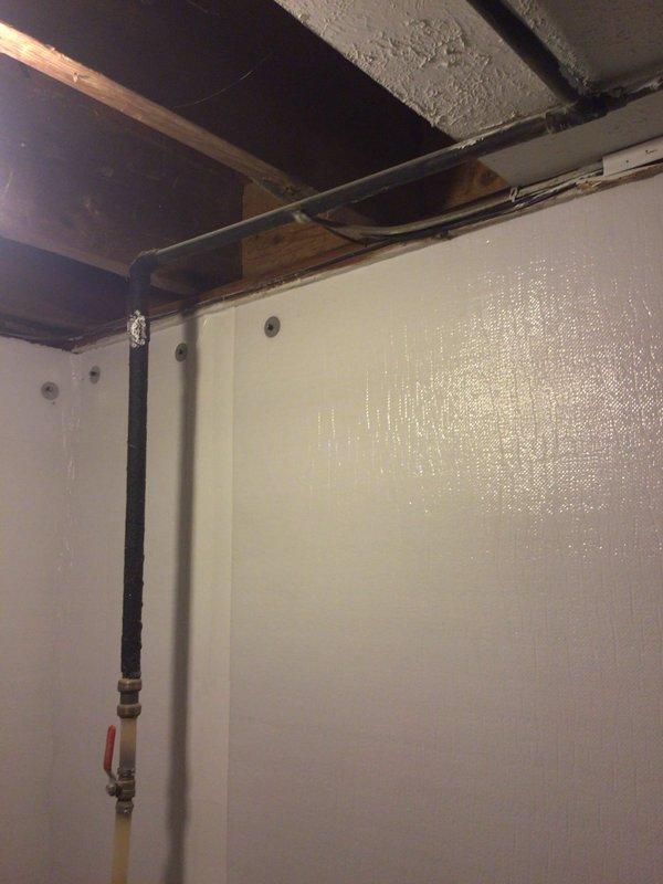 Completed prepaid plumbing inspection as requested. Examined copper/galvanized piping installation in ceiling area and inspected basement utility corner with black insulated pipe connected to brass fittings and red-handled valve. Documented areas where customer indicated potential replacements may be desired.