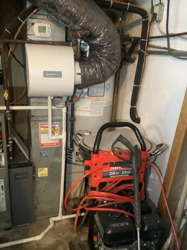 Completed comprehensive heating system maintenance on residential furnace system. Performed visual inspection of furnace unit, attached Honeywell humidifier, and associated ductwork/piping. Replaced 20x25x4 filter as part of the scheduled maintenance agreement (renewal through 2/23/26).