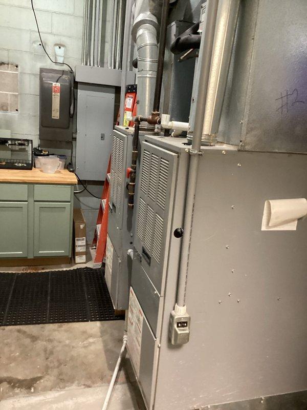 Completed annual spring maintenance on two HVAC systems (CCH & CCC) in basement utility room. Performed standard inspection and service of both furnace units, including replacement of 16x20x1 air filter. Systems are operating normally with Value Renew agreement active until 7/10/26.