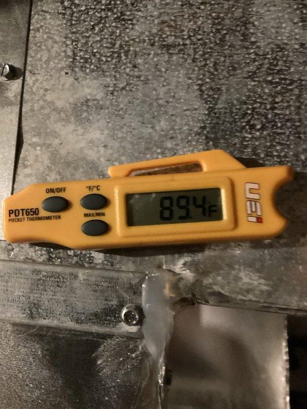 Performed routine maintenance on 2-system CCGH with expired agreement but service owed. Conducted temperature testing with PDT650 thermometer showing 89.4°F readings and verified zone control functionality on digital thermostat (Zone 1: 67°, Zone 2: 66°). Customer advised that 16x20x4 filter not included with service.