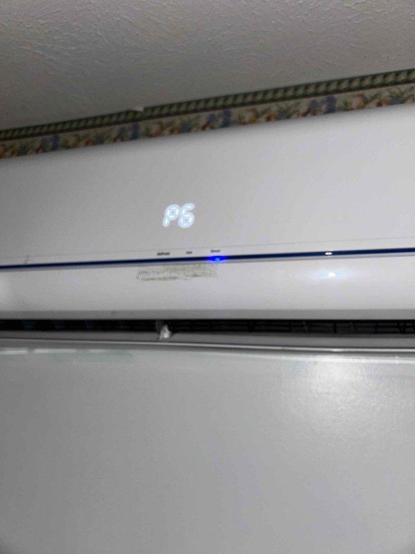 Diagnosed mini-split system displaying P6 error code on Senville indoor unit. Identified issue with outdoor condenser unit and repaired faulty components causing system failure during cold weather operation. System now functioning properly with heat output restored.