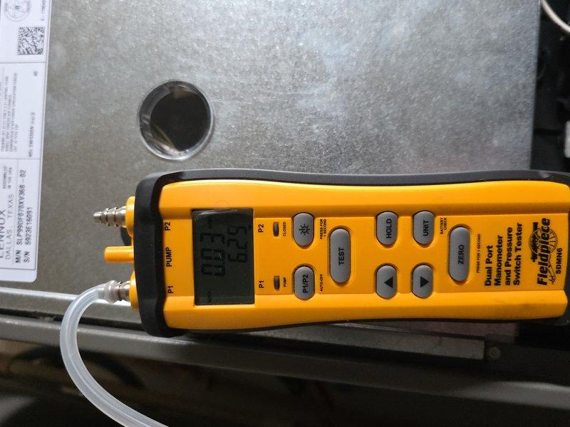 Responded to fifth service call for heat issues since January. Performed diagnostic testing with Fieldpiece meter on system and found thermostat displaying "Call for Service" notification with 10° temperature differential between actual (65°) and set point (75°). Previous gas valve replacement was insufficient; identified and corrected underlying control board issue causing intermittent heating failure.