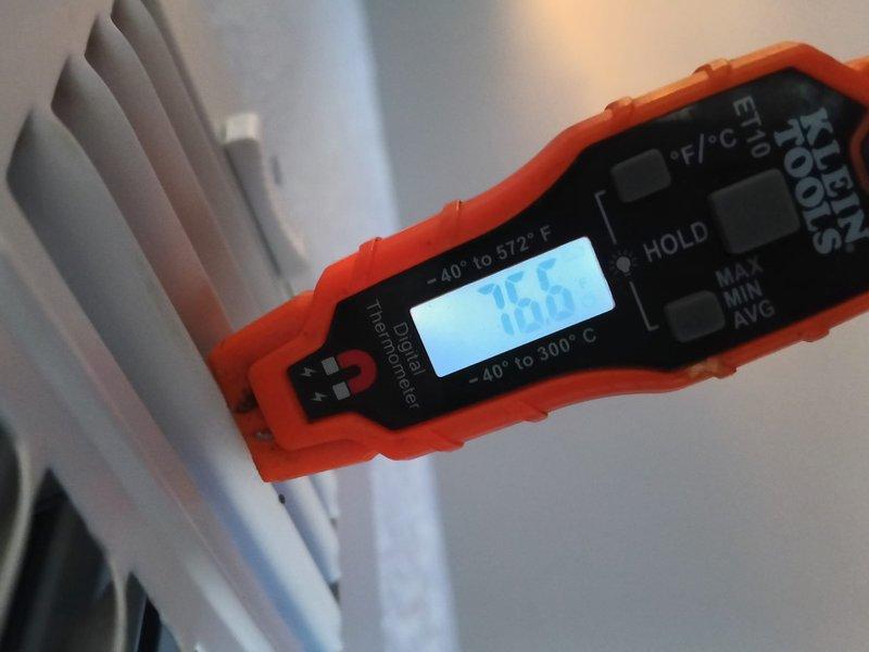 Performed installation of a complete Lennox heat pump system. Verified proper system operation with temperature readings showing 78.5°F at supply registers. Outdoor unit was properly mounted on concrete pad with appropriate clearances from structure, with all electrical connections secured and system charged to manufacturer specifications.