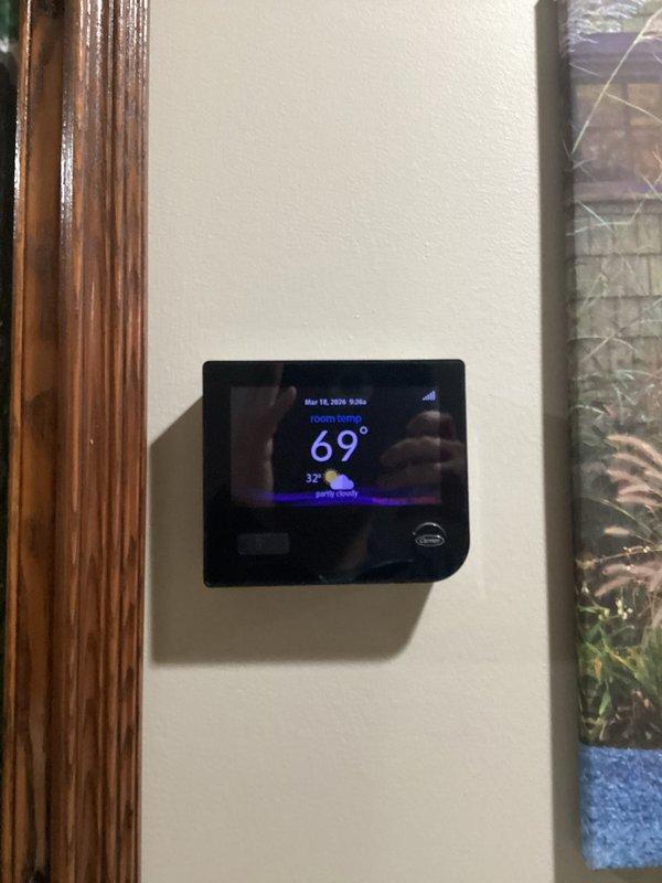 Performed routine heating maintenance on 2-system CCHP unit. Inspected and verified proper operation of both Carrier thermostats, confirming heat mode functionality and accurate temperature readings. Filter replacement (16x20x4 size) was not included in this service.