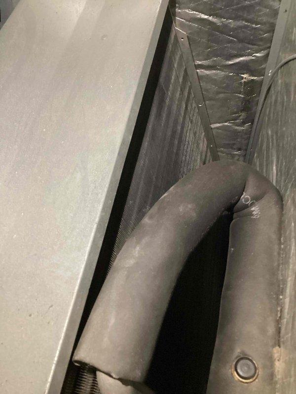 Performed monthly maintenance service on CCHP heat and cooling system. Inspected ductwork and insulation, confirming proper installation and condition of thermal barriers. Examined and cleaned blower wheel assembly, verifying all blades are intact and functioning correctly with no signs of damage or deterioration.