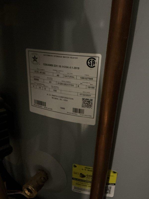 Performed routine maintenance inspection on A.O. Smith natural gas water heater (manufactured 07/2021) and Honeywell Home ProSeries thermostat. Verified proper operation of both systems, with thermostat currently set to 60°F. Completed standard clean and check service with photo documentation of equipment for service records.