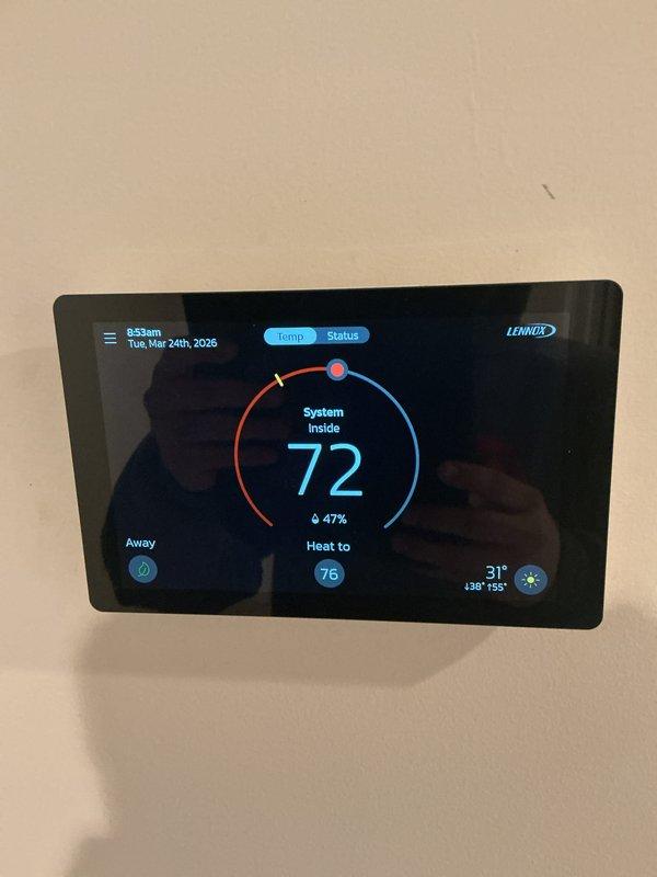# HVAC Maintenance - Heat Service

Completed scheduled heating maintenance on Lennox system that was rescheduled from previous date. Performed comprehensive inspection and servicing of furnace and associated components, including replacement of 20x20x4 air filter as part of the maintenance agreement. System operational with thermostat properly controlling heat to setpoint, verified proper condensate drainage through PVC piping, and confirmed all safety controls functioning correctly.