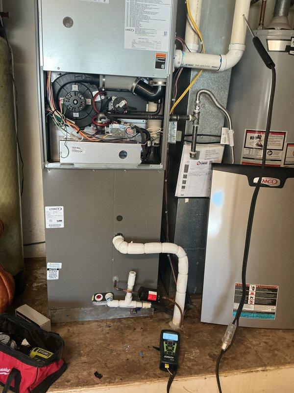 # HVAC Maintenance - Heat Service

Completed scheduled heating maintenance on Lennox system that was rescheduled from previous date. Performed comprehensive inspection and servicing of furnace and associated components, including replacement of 20x20x4 air filter as part of the maintenance agreement. System operational with thermostat properly controlling heat to setpoint, verified proper condensate drainage through PVC piping, and confirmed all safety controls functioning correctly.