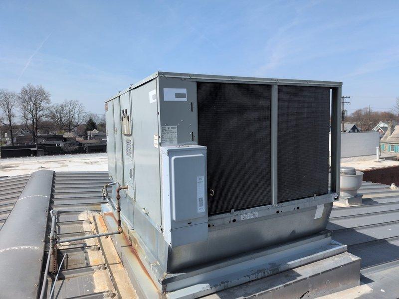 Completed preventive maintenance inspection on three rooftop package HVAC units. Performed standard heating season maintenance procedures including visual inspection of equipment condition, thermostat operation verification, and system functionality checks. All units operational with heating system confirmed running properly. Filter size documentation required for future service visits.