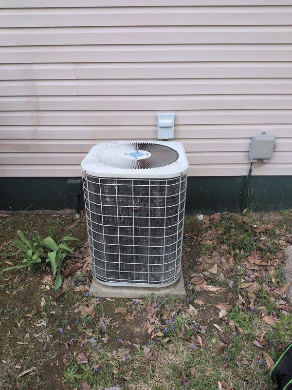 Completed comprehensive cooling system tune-up on residential outdoor condenser unit. Performed standard maintenance protocol including inspection of electrical connections, condenser coil cleaning, and system performance verification. Unit operational and running within normal parameters upon service completion.