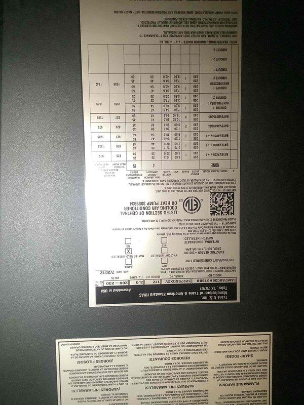 Responded to no cooling complaint on residential air conditioning system. Connected manifold gauge set to condenser unit to perform diagnostic pressure testing and evaluate refrigerant charge levels. Documented unit specifications and manufacturer data plate information for service records.