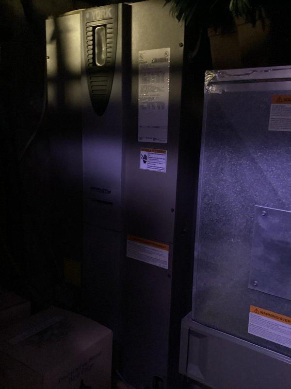 Completed basic monthly heating maintenance on a two-system setup consisting of a York furnace and air handler. Performed standard inspection procedures, verified thermostat operation showing proper temperature control at 65 degrees, and checked both heating units for proper function. Customer will need to provide their own 20x25x4 filter as it is not included in this maintenance service.