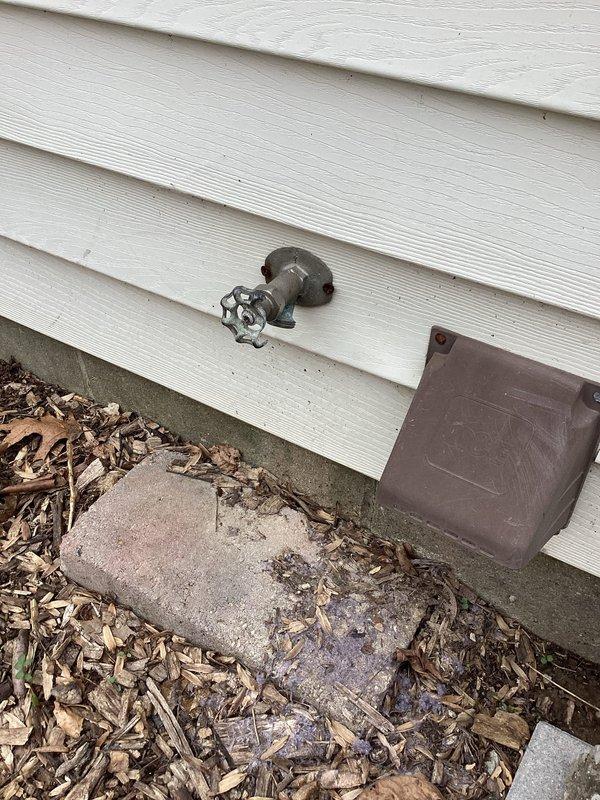Responded to service call for multiple plumbing issues including a supply line problem at the bathroom sink and replacement of exterior hose bibs. Replaced weathered and corroded outdoor water spigots with new frost-free sillcock fixtures to prevent freeze damage during cold weather months.