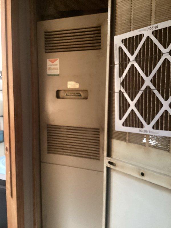 Responded to service call regarding lights flickering when furnace operates. Performed CCC Basic Monthly maintenance on residential heating system, inspecting vertical furnace unit and air filtration system. Documented 16x20x1 filter configuration and investigated electrical load concerns related to furnace operation causing voltage fluctuations in household lighting circuits.