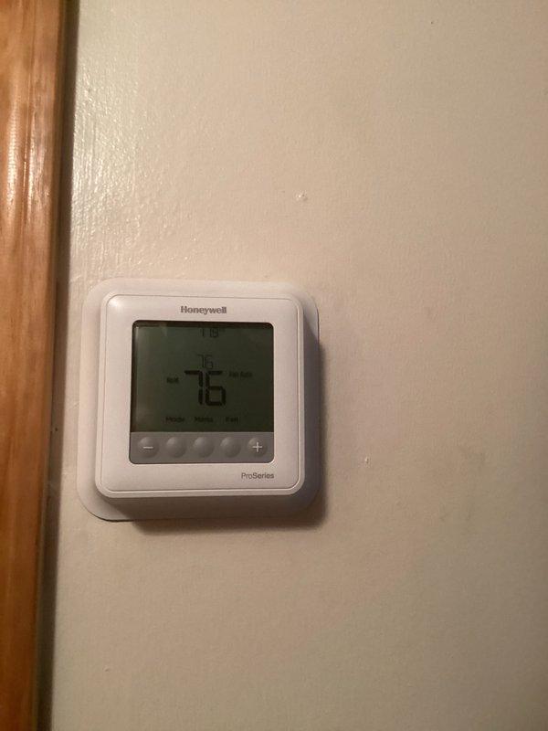 Completed monthly recurring basic heating maintenance visit on Carrier furnace system with Honeywell ProSeries thermostat. Performed standard heating system inspection, replaced 16x25x4 air filter, verified thermostat operation showing 76°F in heating mode, and confirmed all components including PVC condensate drainage, gas connections, and electrical systems were functioning properly. System operational with no issues found.
