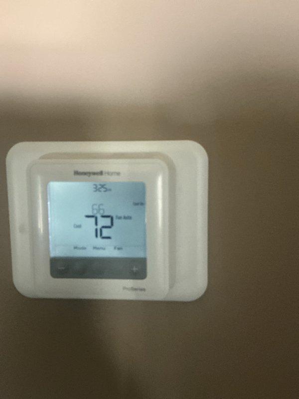 Completed annual cooling maintenance on Lennox HVAC system. Performed comprehensive inspection of furnace unit, air handler, refrigerant lines, and condensate drainage system. Verified thermostat operation showing proper temperature control at 72°F with setpoint of 66°F. Inspected electrical connections, control board, and gas valve assembly. Confirmed all components operating within normal parameters. Installed 16x25x1 air filter per maintenance agreement specifications.