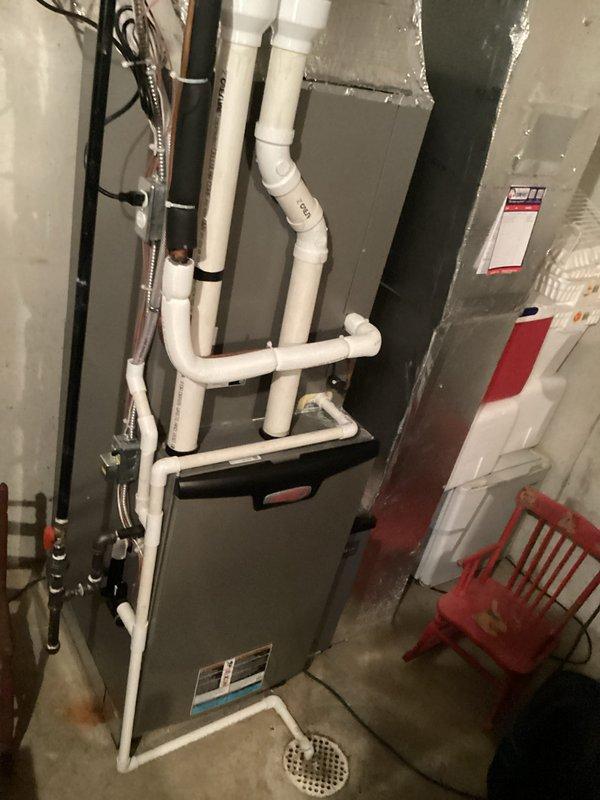 Completed rescheduled annual heating maintenance visit on Lennox furnace system. Performed comprehensive inspection of gas-fired heating unit including burner assembly, heat exchanger, ignition system, and blower motor operation. Verified proper thermostat function and system response, confirmed heating cycle operation with setpoint at 68°F. Inspected condensate drain lines and PVC venting system for proper drainage and secure connections. Checked gas line connections, ductwork, and all mounting hardware for secure installation. System operating within normal parameters with no deficiencies noted at time of service.